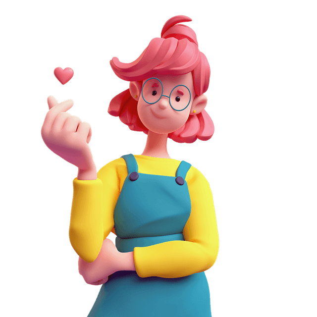 3D character making a finger heart